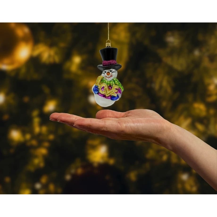 Bombka choinkowa - Bałwanek z napisem "LOVE"