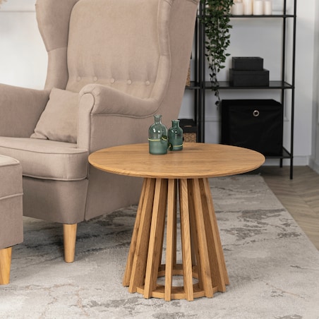 Stolik Kawowy Okrągły Dąb Mały Loft Okrągła Ława HARPER