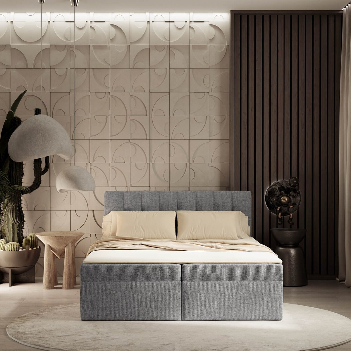 Łóżko tapicerowane AMARO 140x200 z pojemnikiem, Stalowy, tkanina Alta 16