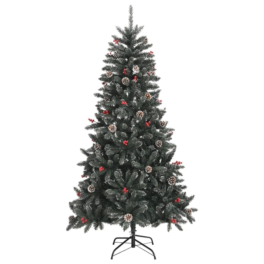 vidaXL Sztuczna choinka ze stojakiem, zielona, 180 cm, PVC