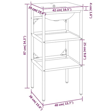 vidaXL Stelaż łazienkowy z wbudowaną umywalką, czarny, żelazny