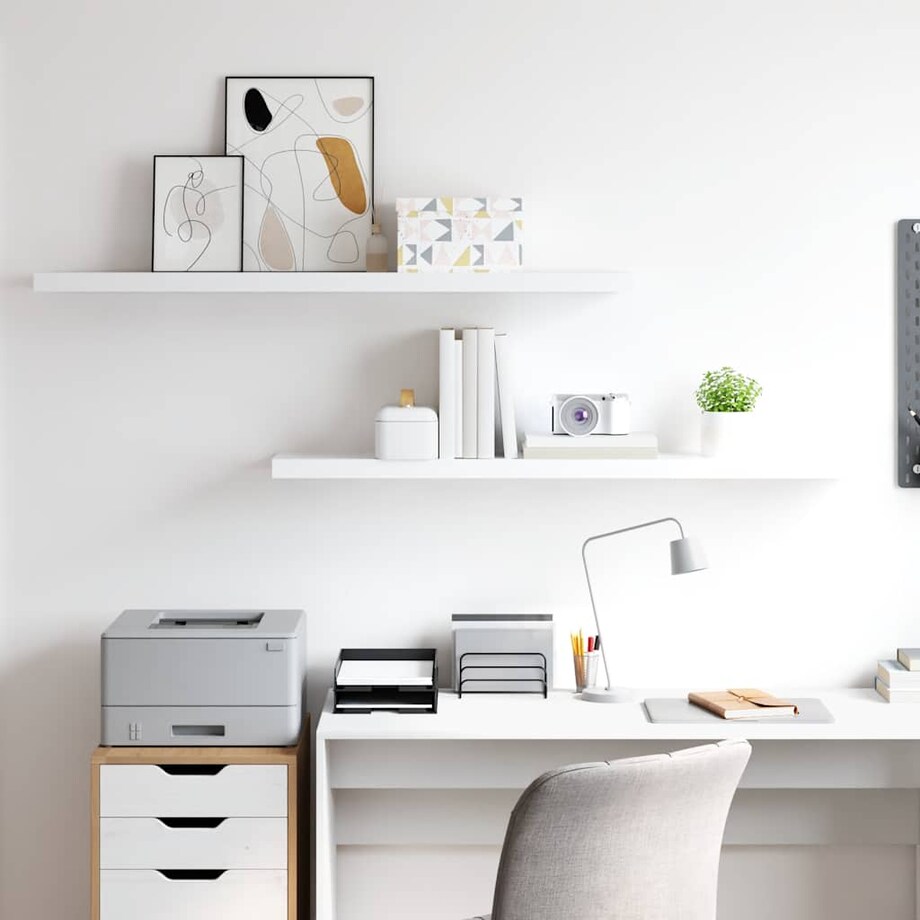 vidaXL Półki ścienne 2 szt., białe, 120x23,5x3,8 cm, MDF