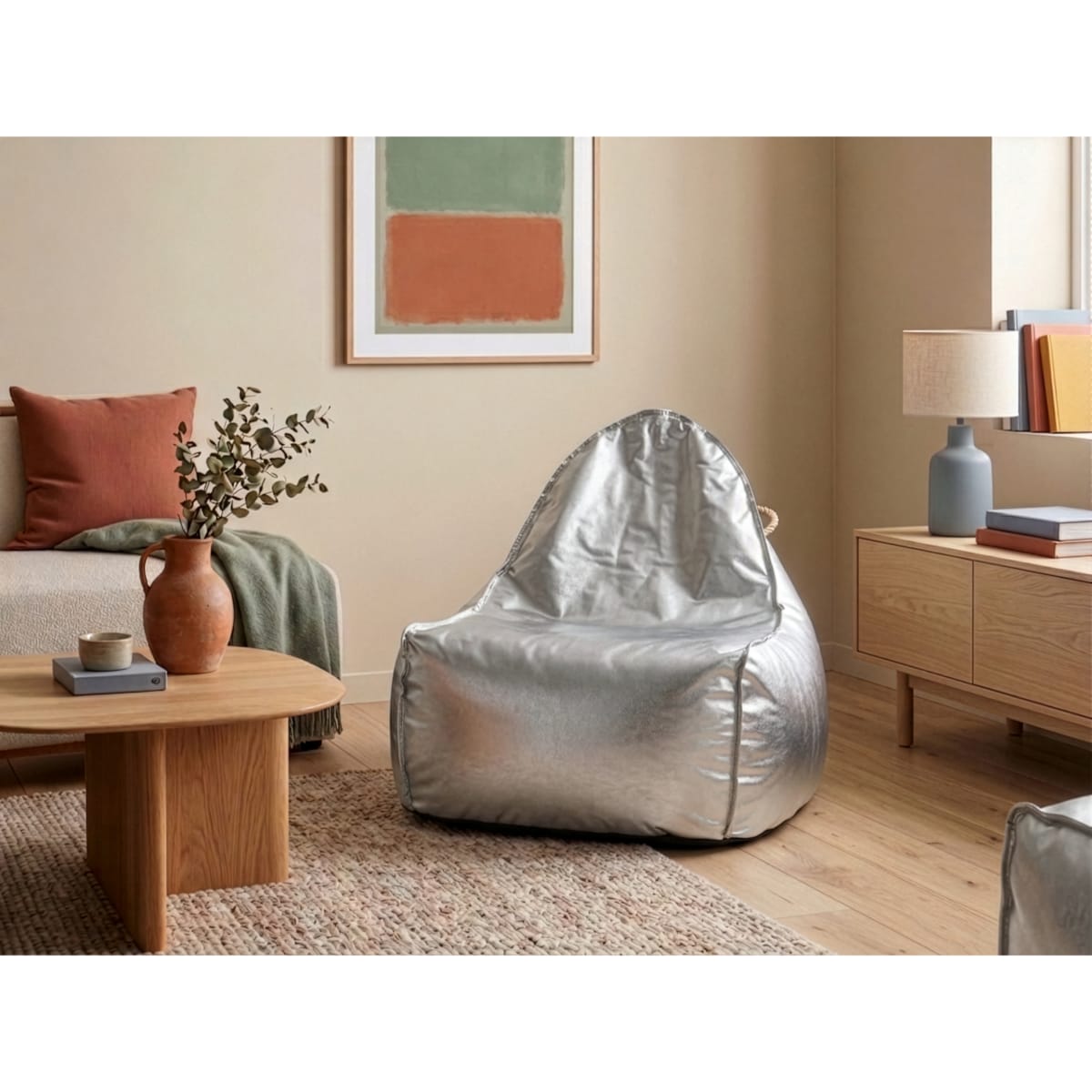 Fotel worek 200 L DROP 63 cm 75 cm Srebrny