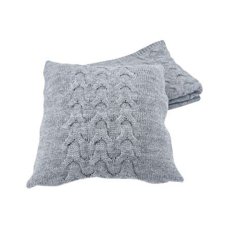 Poszewka dzianinowa na poduszkę z wełną 45x45 cm – AREZZO POPIEL
