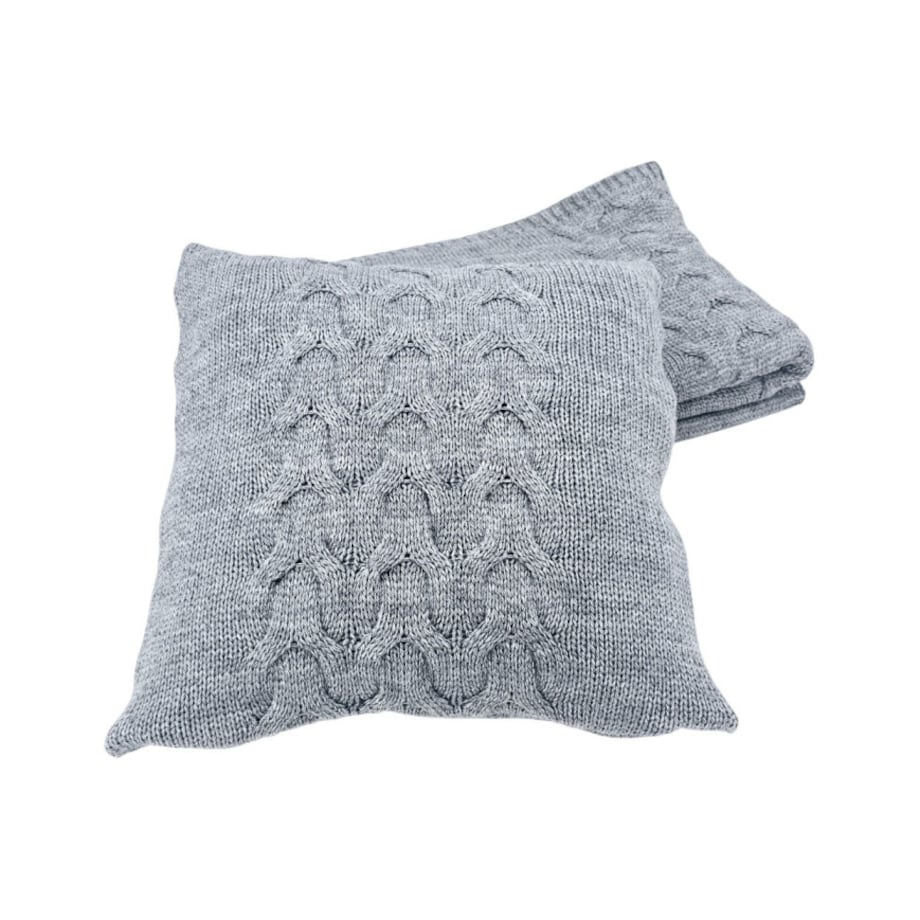 Poszewka dzianinowa na poduszkę z wełną 45x45 cm – AREZZO POPIEL