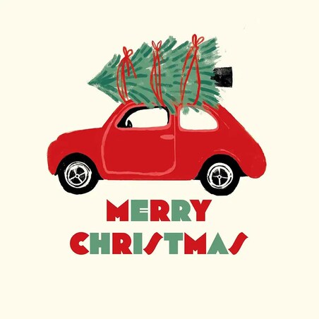 Podkładki świąteczne - Świąteczny samochód - Merry Christmas