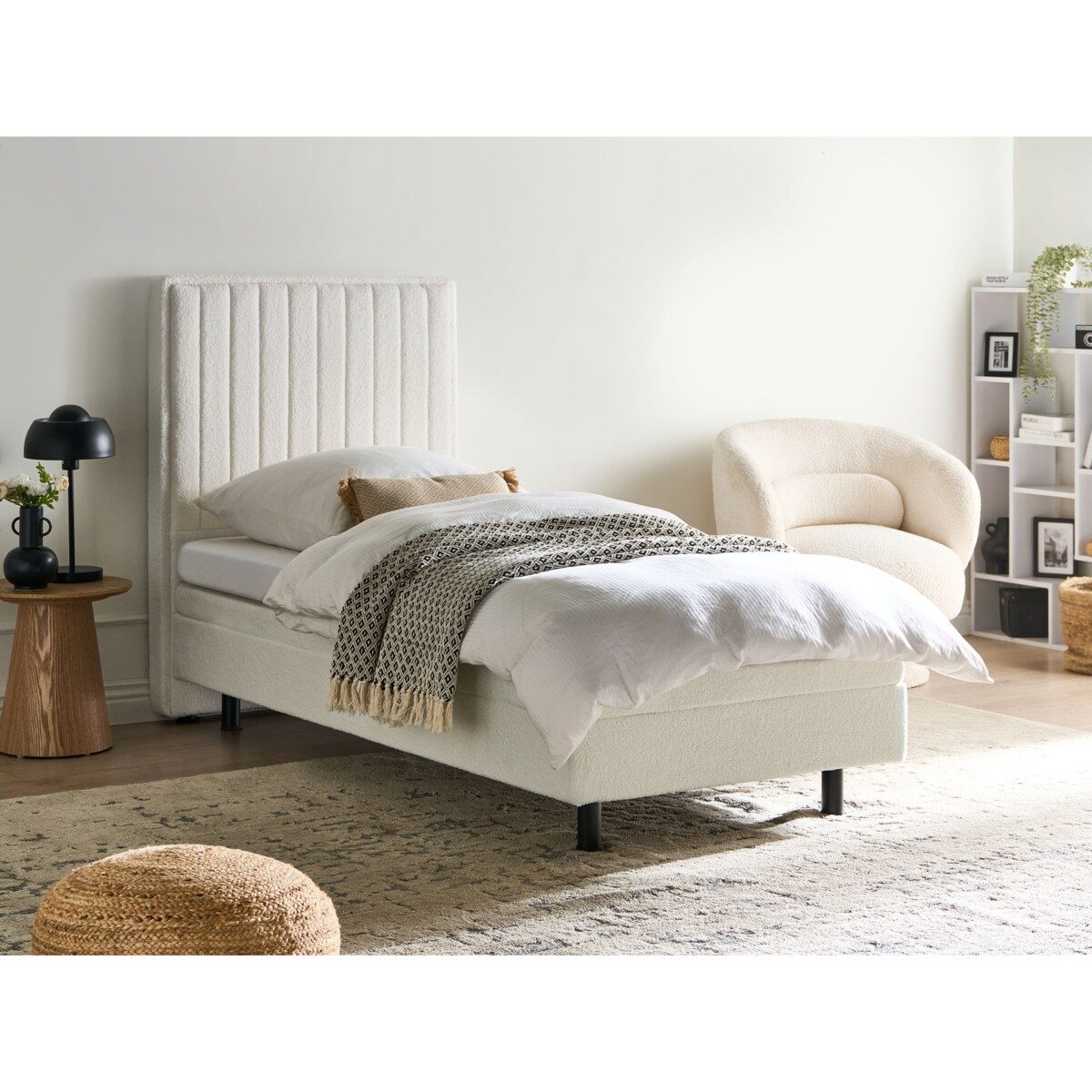 Łóżko regulowane Boucle DUKE II 90 x 200 cm Złamana biel