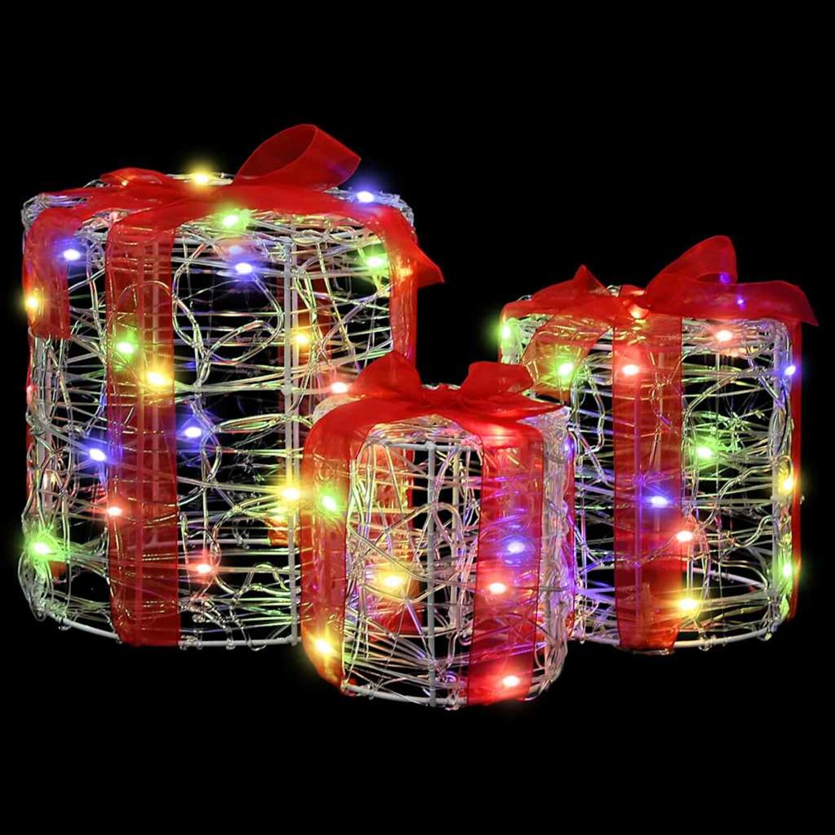 vidaXL Dekoracja Pudełka Prezentowego 3 pcs kolorowy 20 x 20 x 21 cm