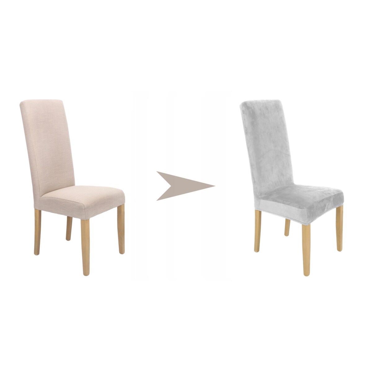 POKROWIEC NA KRZESŁO WYSOKIE OPARCIE JASNY SZARY WELUR ELASTYCZNY [21A13]