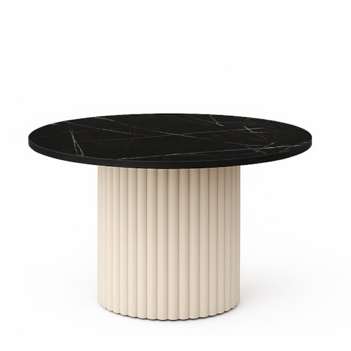 Stolik kawowy Riko okrągły blat 75 cm - marmur czarny/ podstawa kaszmir