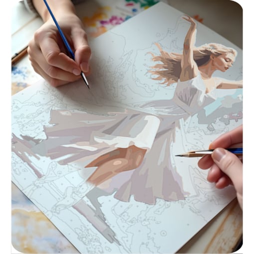 Malowanie po numerach obraz z ramą 40x50 Baletnica Massido