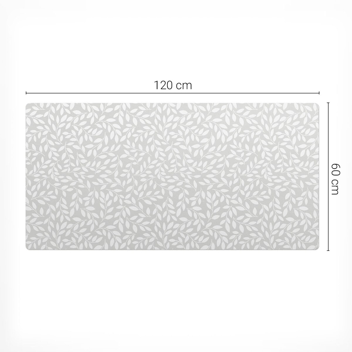 Szara mata na biurko Liściasty wzór, 120x60 cm