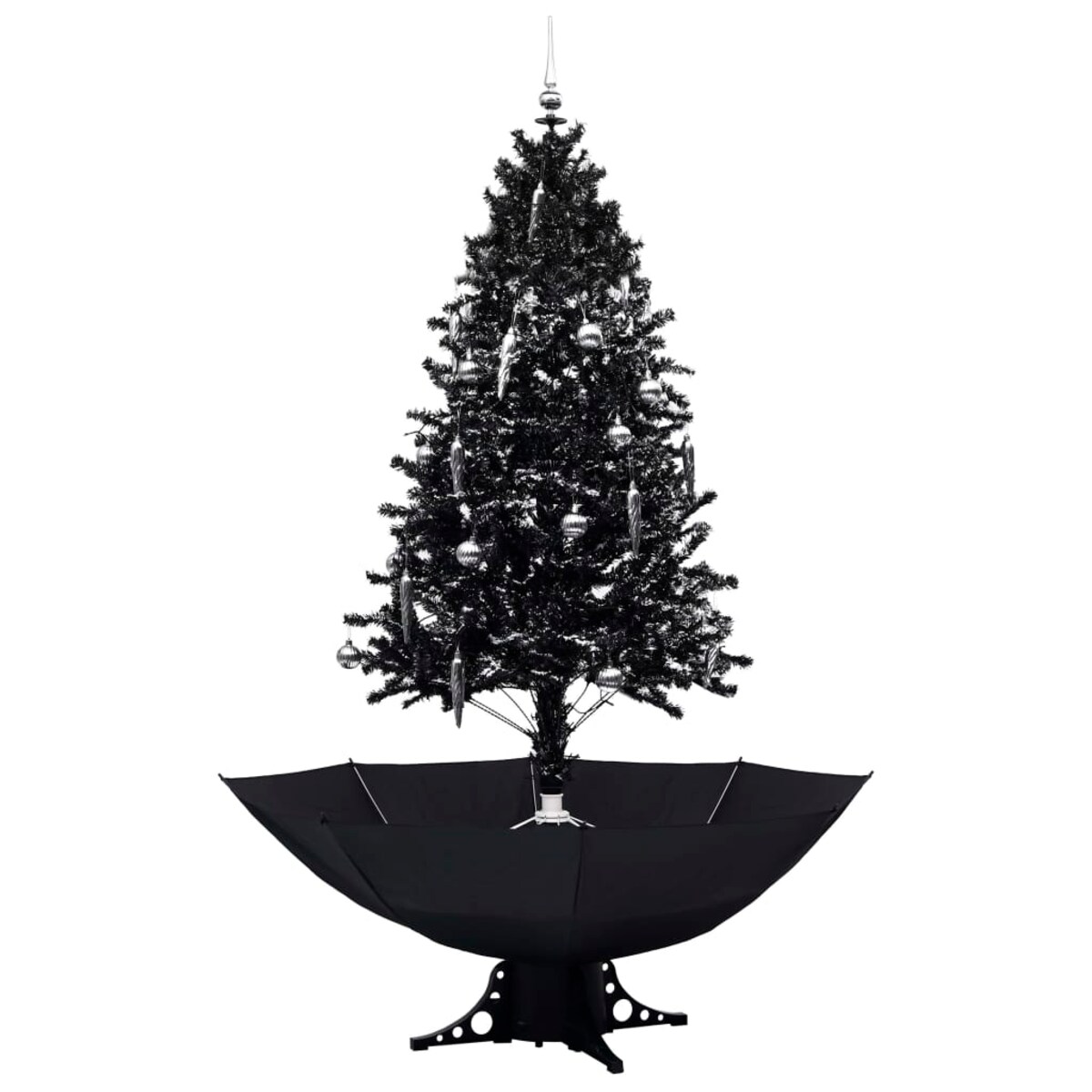 vidaXL Choinka sypiąca śniegiem, podstawa parasolowa, czarna, 190 cm