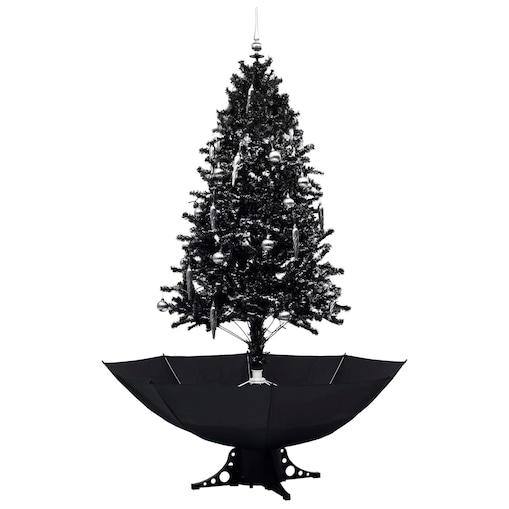 vidaXL Choinka sypiąca śniegiem, podstawa parasolowa, czarna, 190 cm