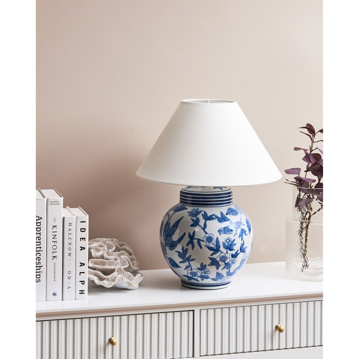 Lampa stołowa ARUNCA Porcelana Biały/ niebieski