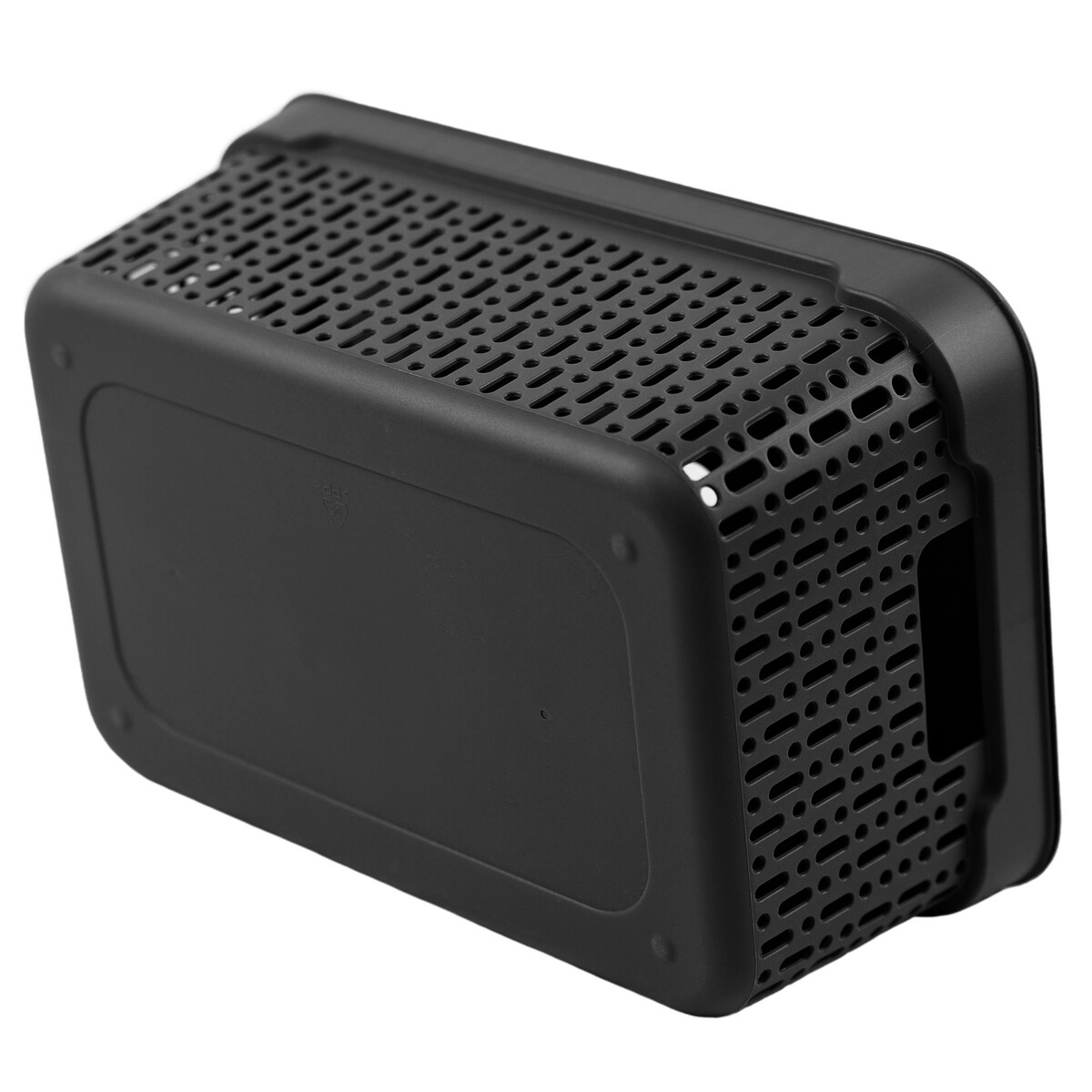 Koszyk Koszyczek Ażurowy L Plastikowy Na Kosmetyki Do Łazienki Pojemnik Z Pokrywką Zamykany Z Dziurkami Czarny