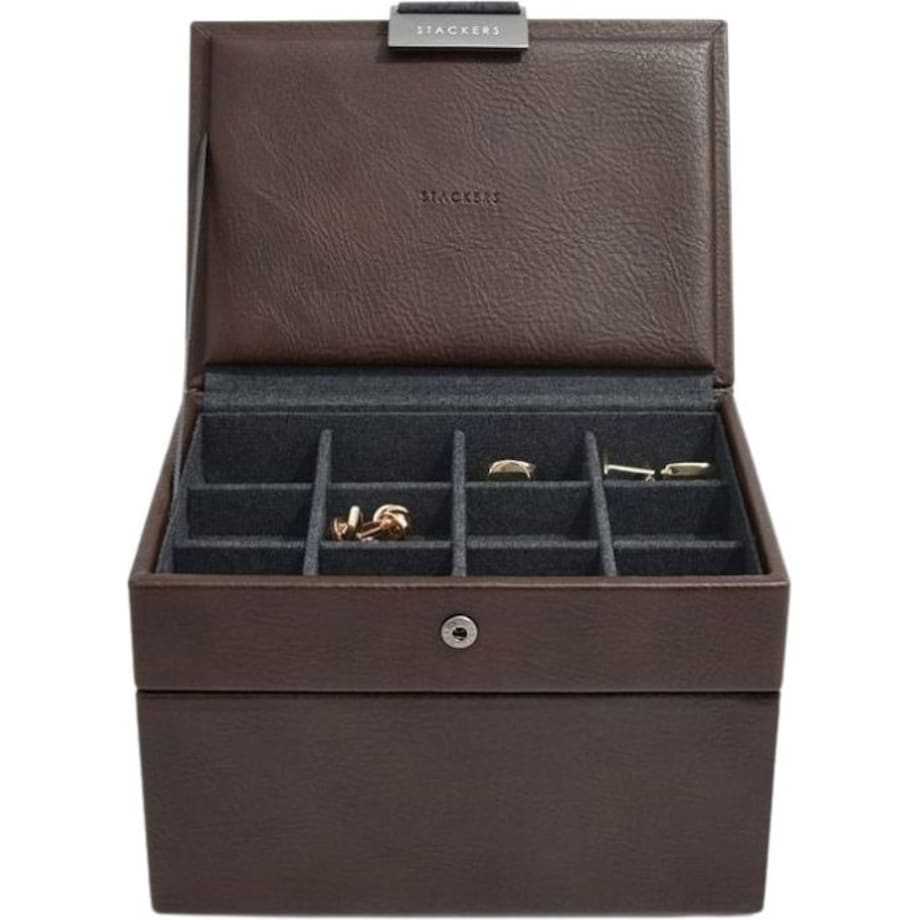 Pudełko na spinki i zegarki Stackers brązowo-szare