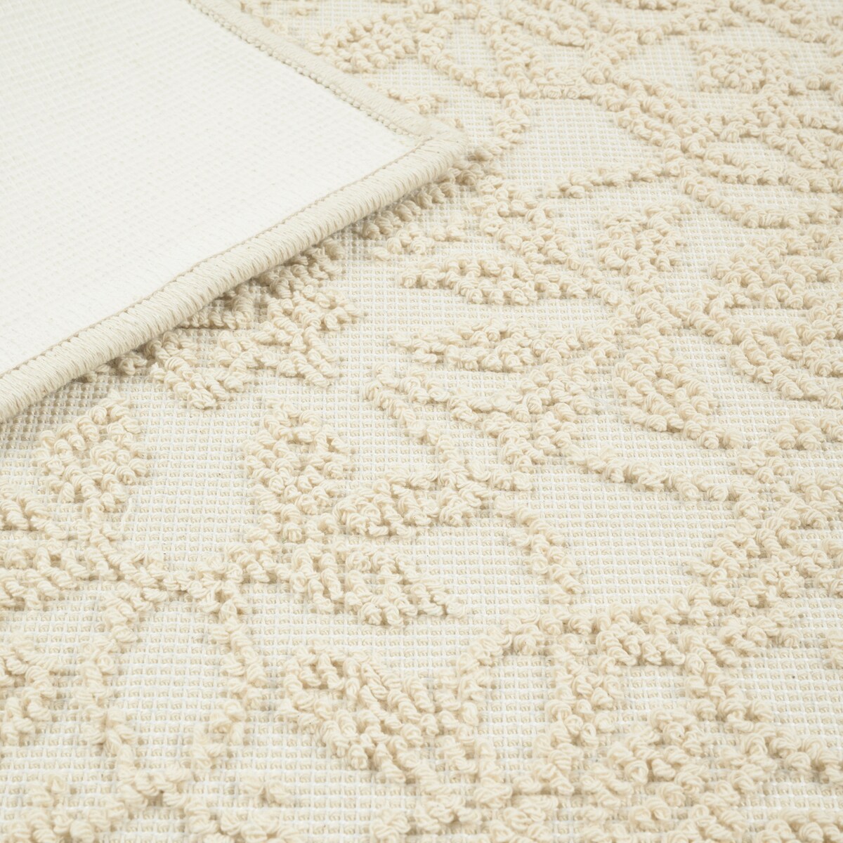 Dywanik łazienkowy Lino 73x135 cm bawełniany ornament beżowy