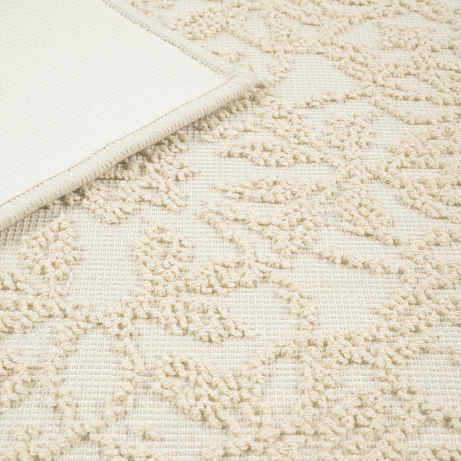 Dywanik łazienkowy Lino 73x135 cm bawełniany ornament beżowy