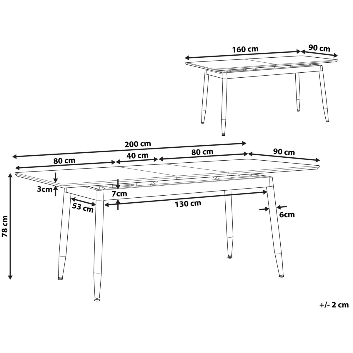 Stół do jadalni rozkładany 160/200 x 90 cm ciemne drewno z czarnym CALIFORNIA