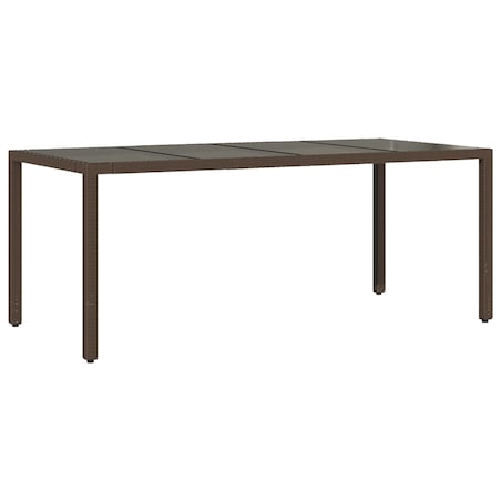 vidaXL Stół ogrodowy ze szklanym blatem, brąz, 190x90x75cm, polirattan