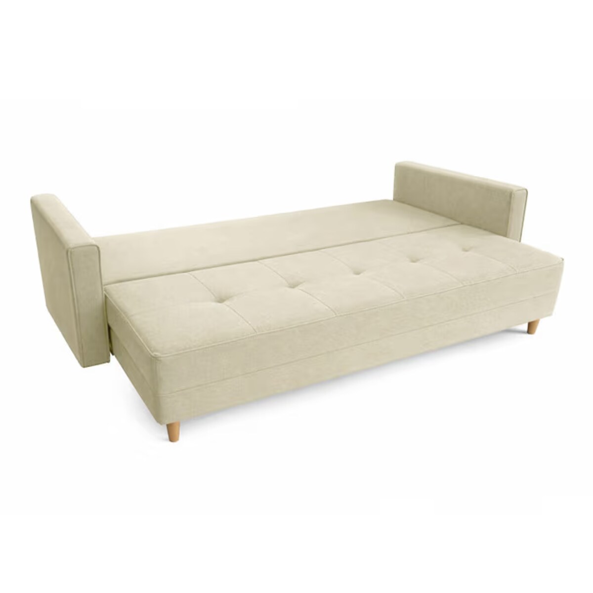 Sofa Rozkładana z Funkcją Spania Kanapa Dwuosobowa Kremowa LONAR