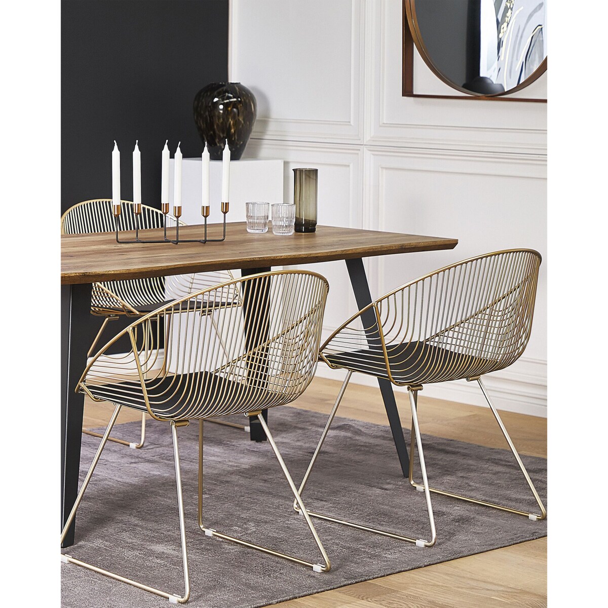 Zestaw 2 krzeseł do jadalni złoty AURORA