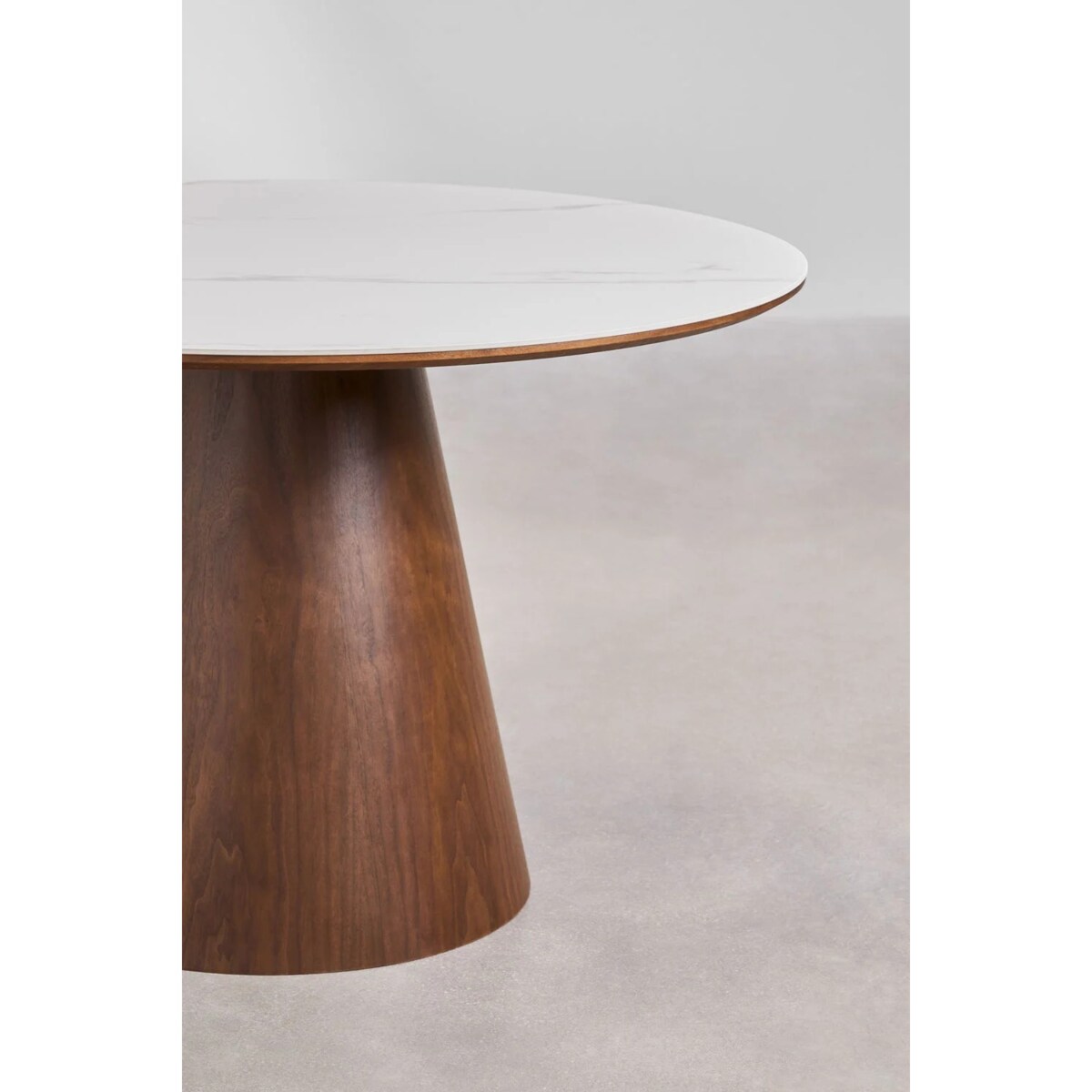 Stół jadalniany z ceramicznym blatem Ø120 cm Aura orzechowy
