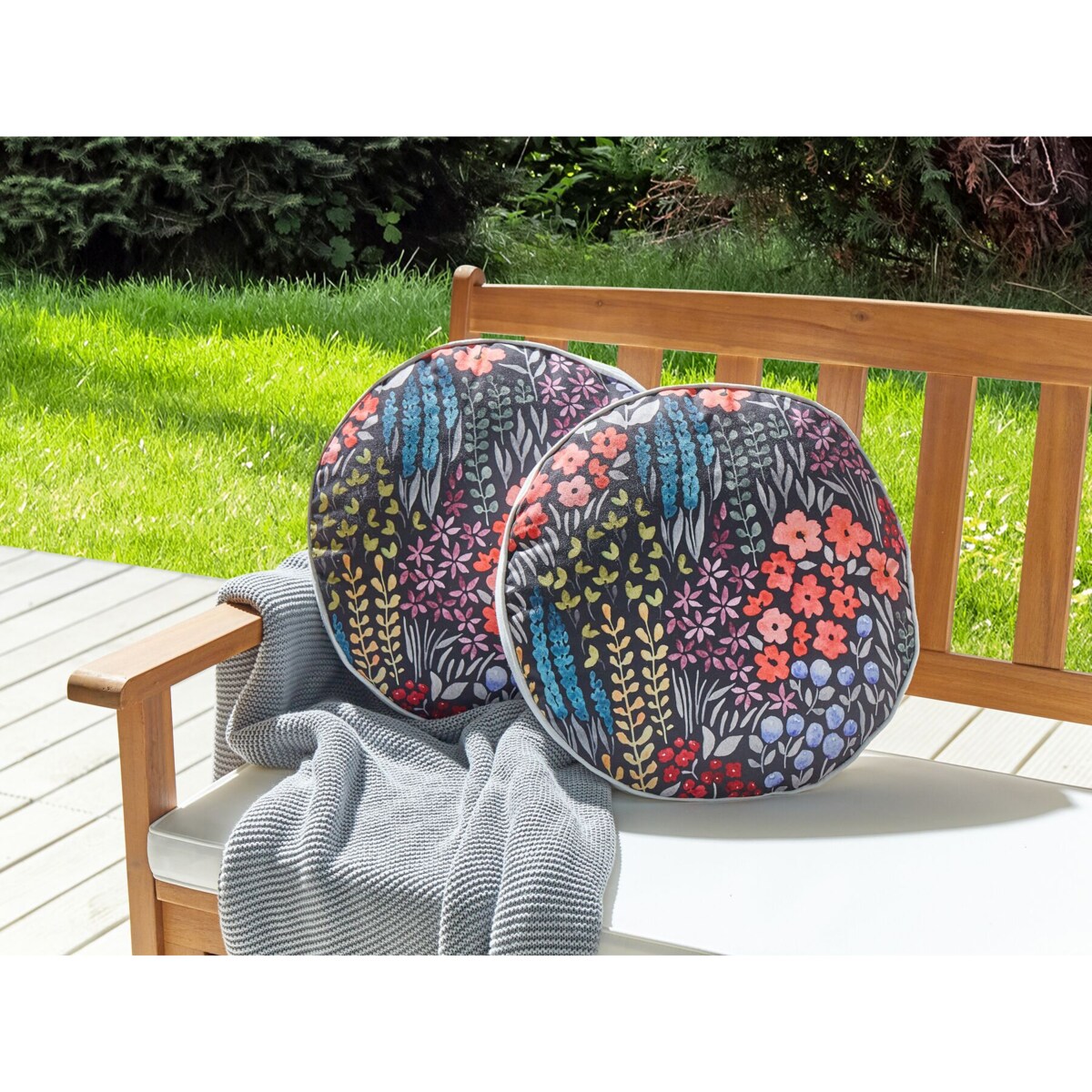 2 poduszki ogrodowe w kwiaty 40 cm wielokolorowe CASTELARO