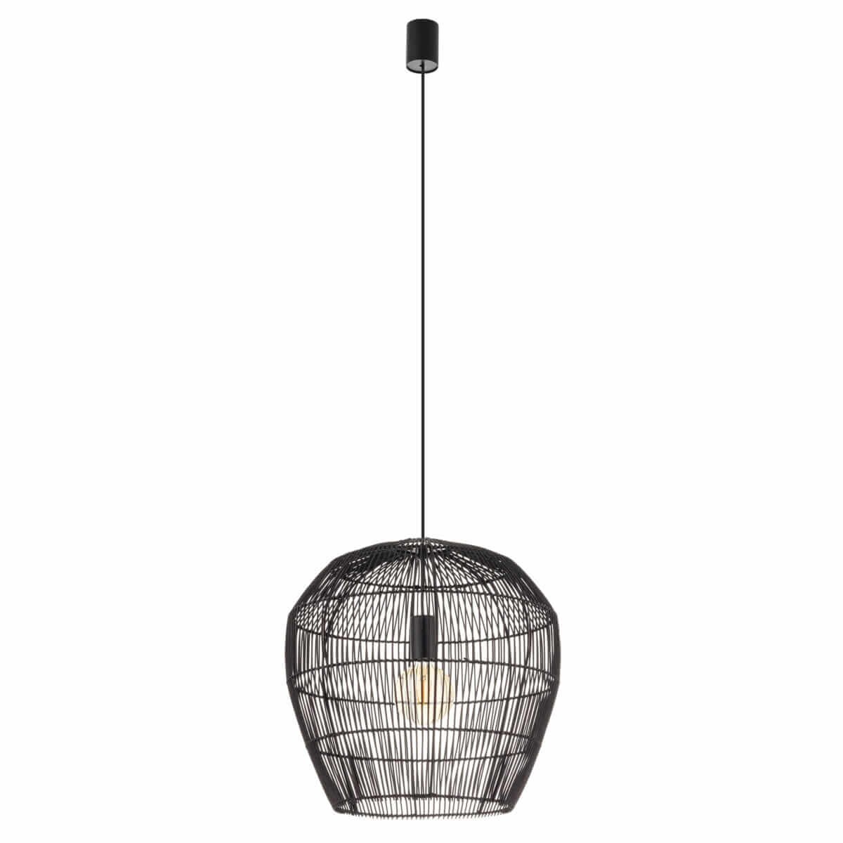 Wisząca lampa Haiti 11166 Nowodvorski japandi klatka koszyk bambusowa czarna