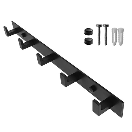 Wieszak Ścienny Na Ręczniki 5 Haków, Czarny