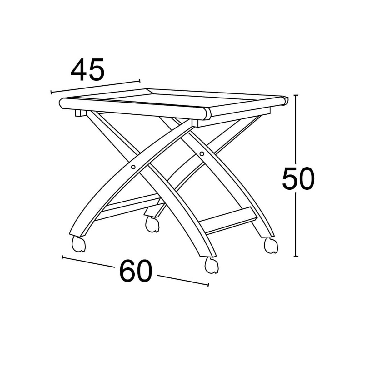 ARREDAMENTI BILLY Wózek serwisowy - 60 x 45 cm, brązowy