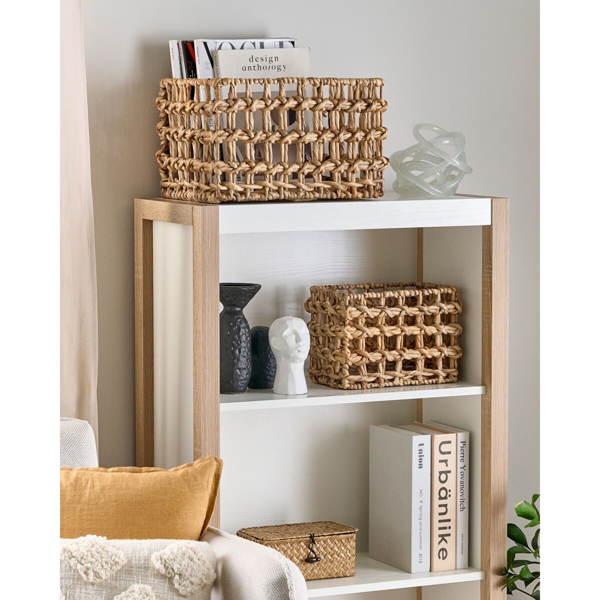 Zestaw 2 koszy z hiacyntu wodnego jasny DIAN