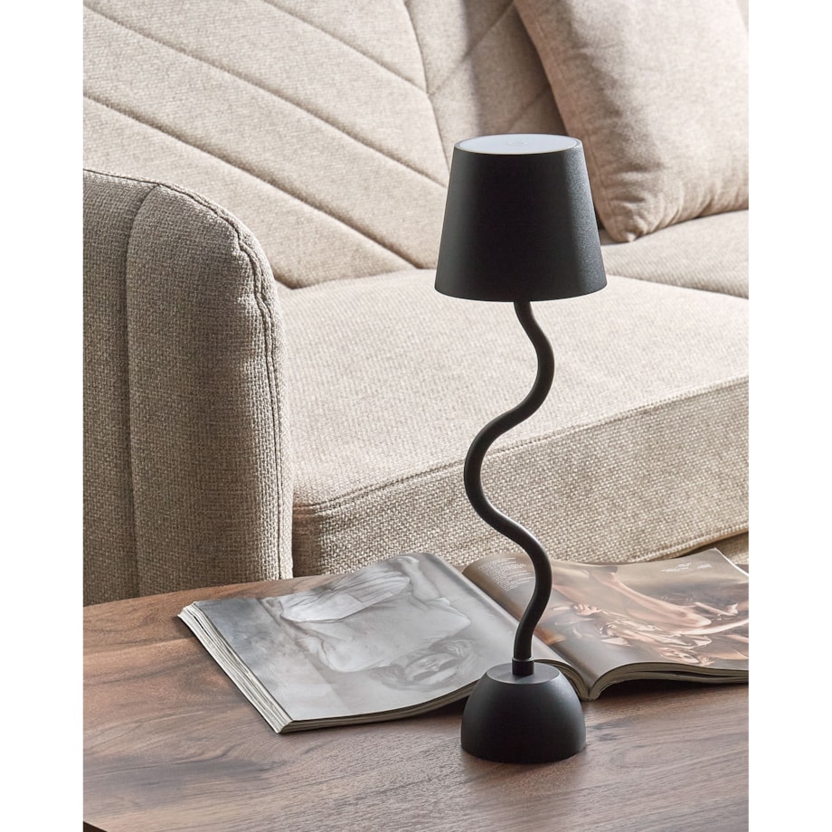 Bezprzewodowa lampa stołowa LED VOUGA Ze ściemniaczem Metal Czarny