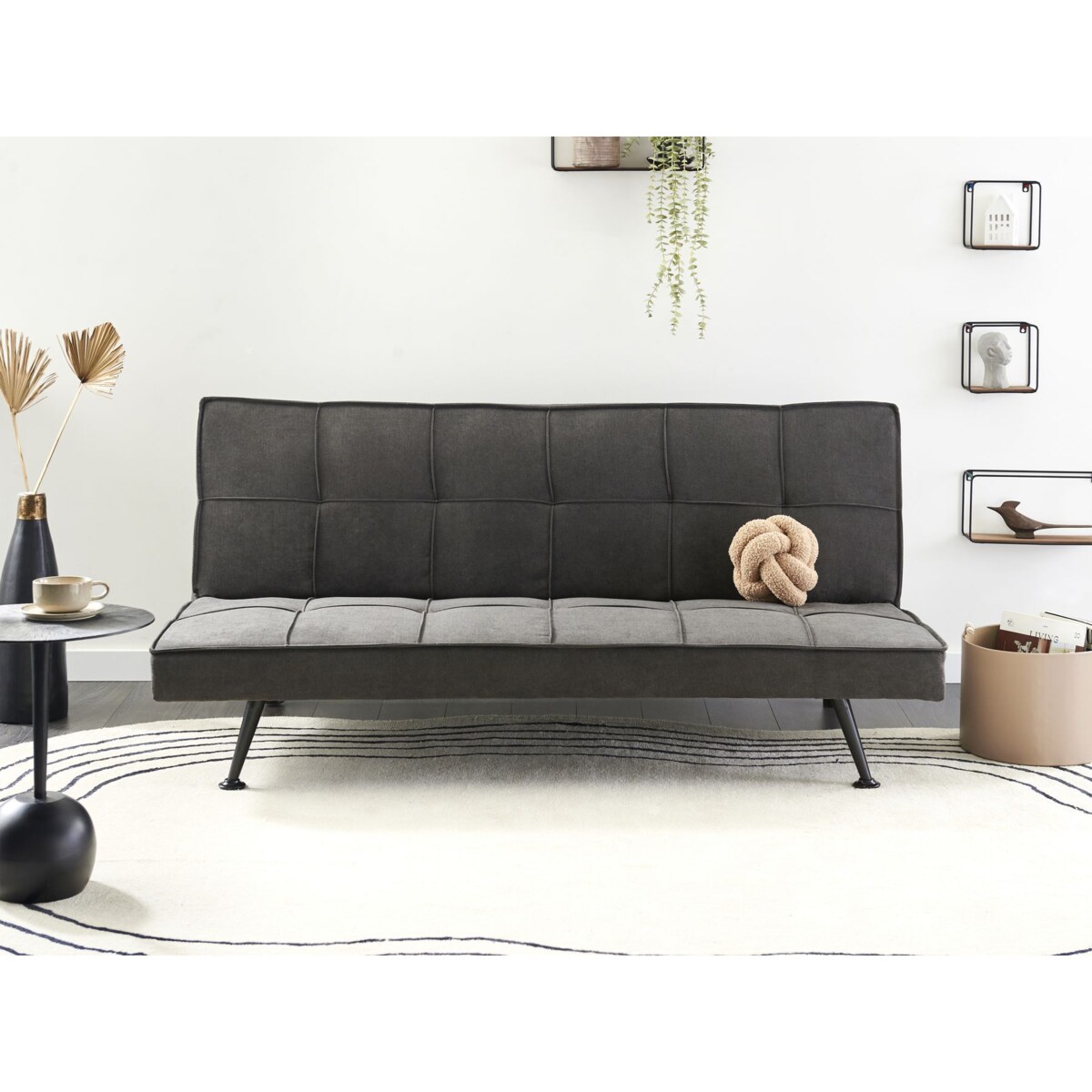 Sofa rozkładana HASLE Ciemnoszary Tkanina