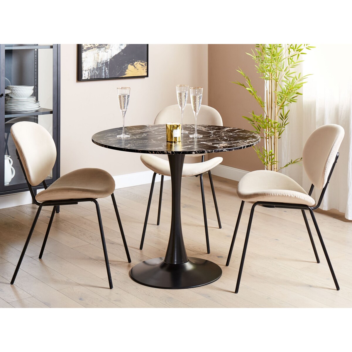 Stół do jadalni BOCA Czarny marmur 90 cm 90 cm