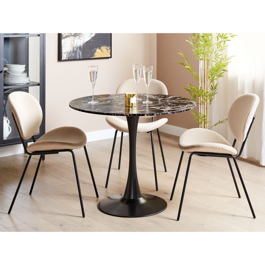 Stół do jadalni BOCA Czarny marmur 90 cm 90 cm