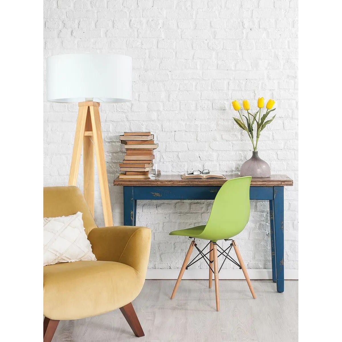 Lampa stojąca HOME 40 biała/sosna