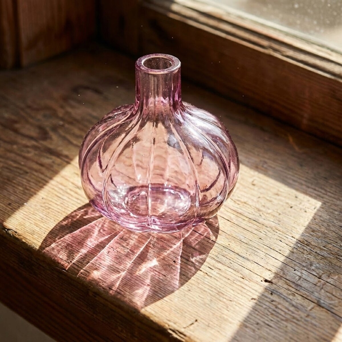 WAZON NA JEDEN KWIAT RÓŻE KWIATY MAŁY 15cm SZKLANY RÓŻOWY BOHO RETRO