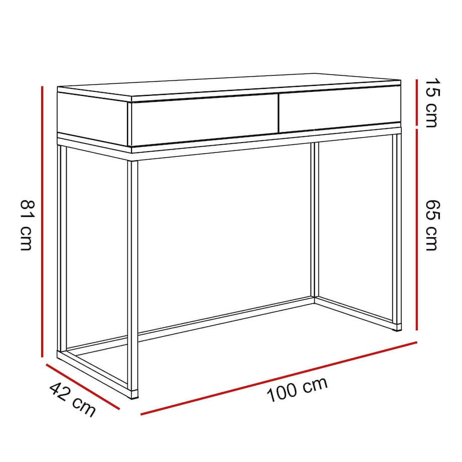 Konsola BLANCO LOFT 100x42x81 cm, biały połysk, kryształowy uchwyt