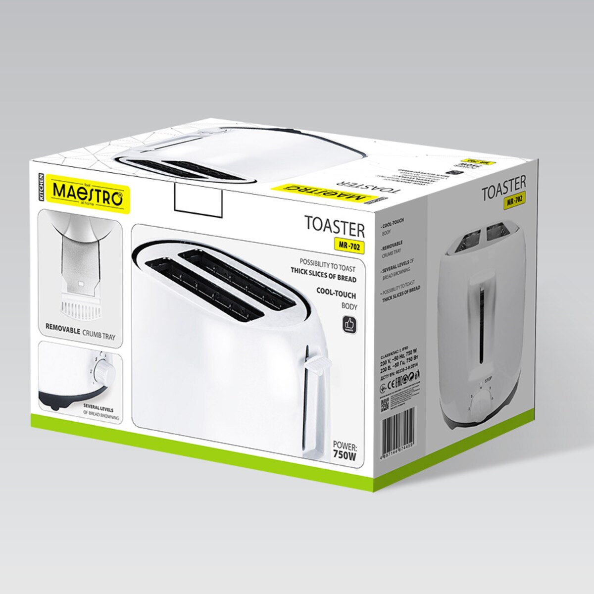 Toster opiekacz na tosty do kanapek 750W MAESTRO