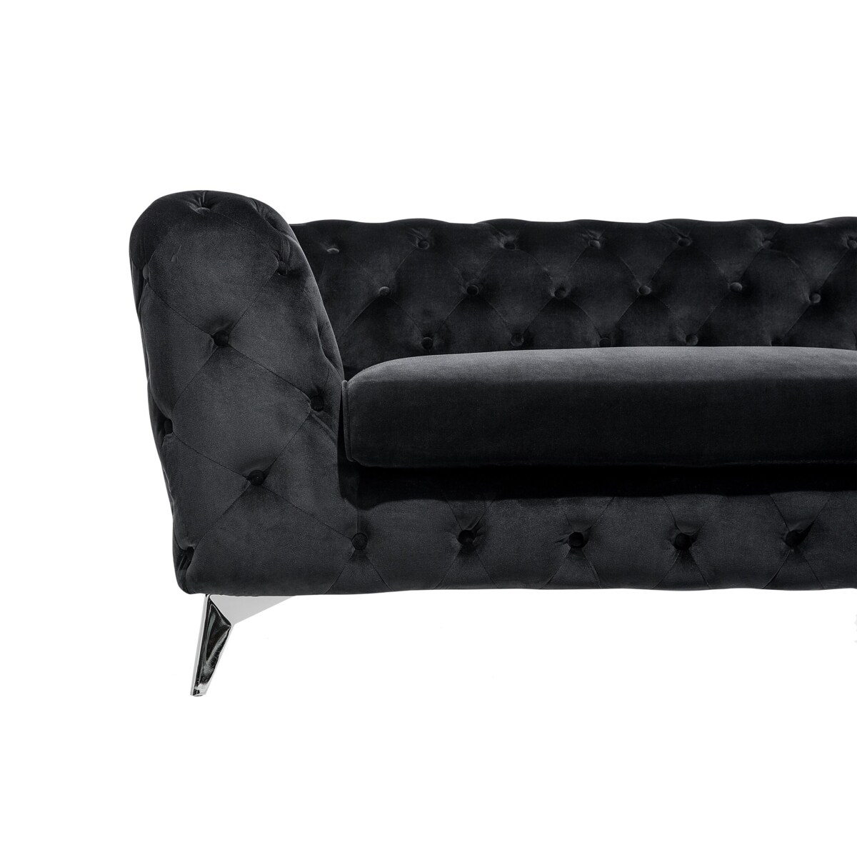 Sofa 3-osobowa welurowa czarna SOTRA