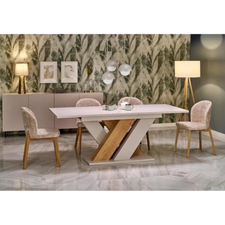 Stół rozkładany BRANDON 160(200)x90cm kaszmir/dąb cremona mat