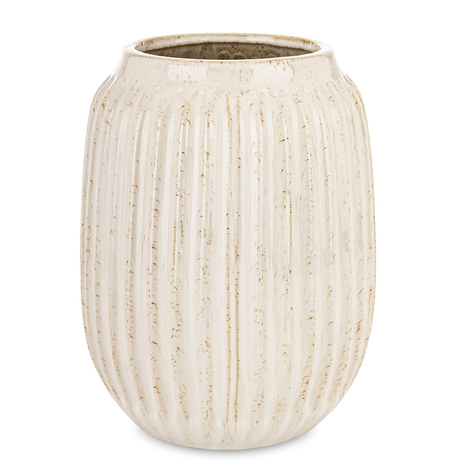 Wazon osłonka ceramiczny prążkowany 22,5x15x15 cm FIBI-3 biały