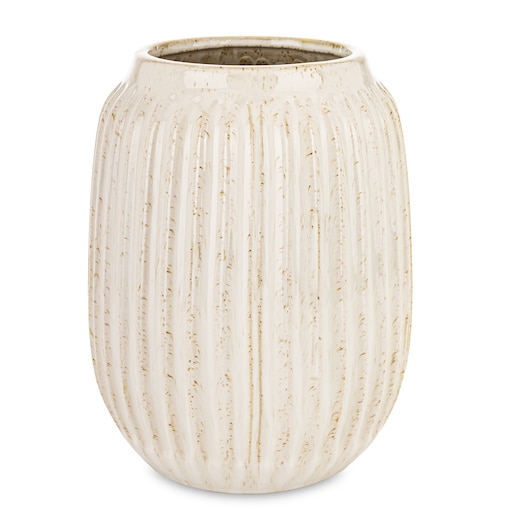 Wazon osłonka ceramiczny prążkowany 22,5x15x15 cm FIBI-3 biały