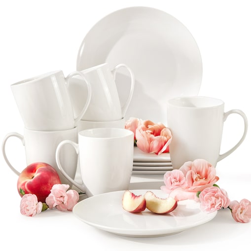 KONSIMO AD BELLA, Zestaw herbaciany 6 os. (12 el.), kolor ecru