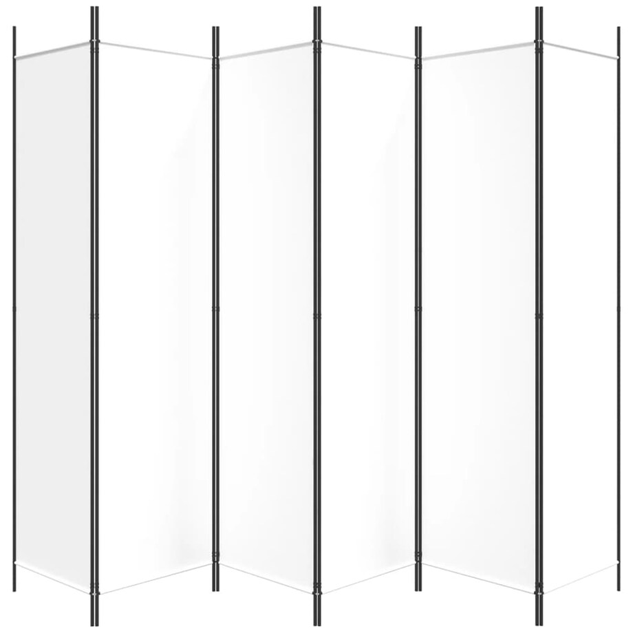 vidaXL Parawan 6-panelowy, biały, 300 x 200 cm, tkanina