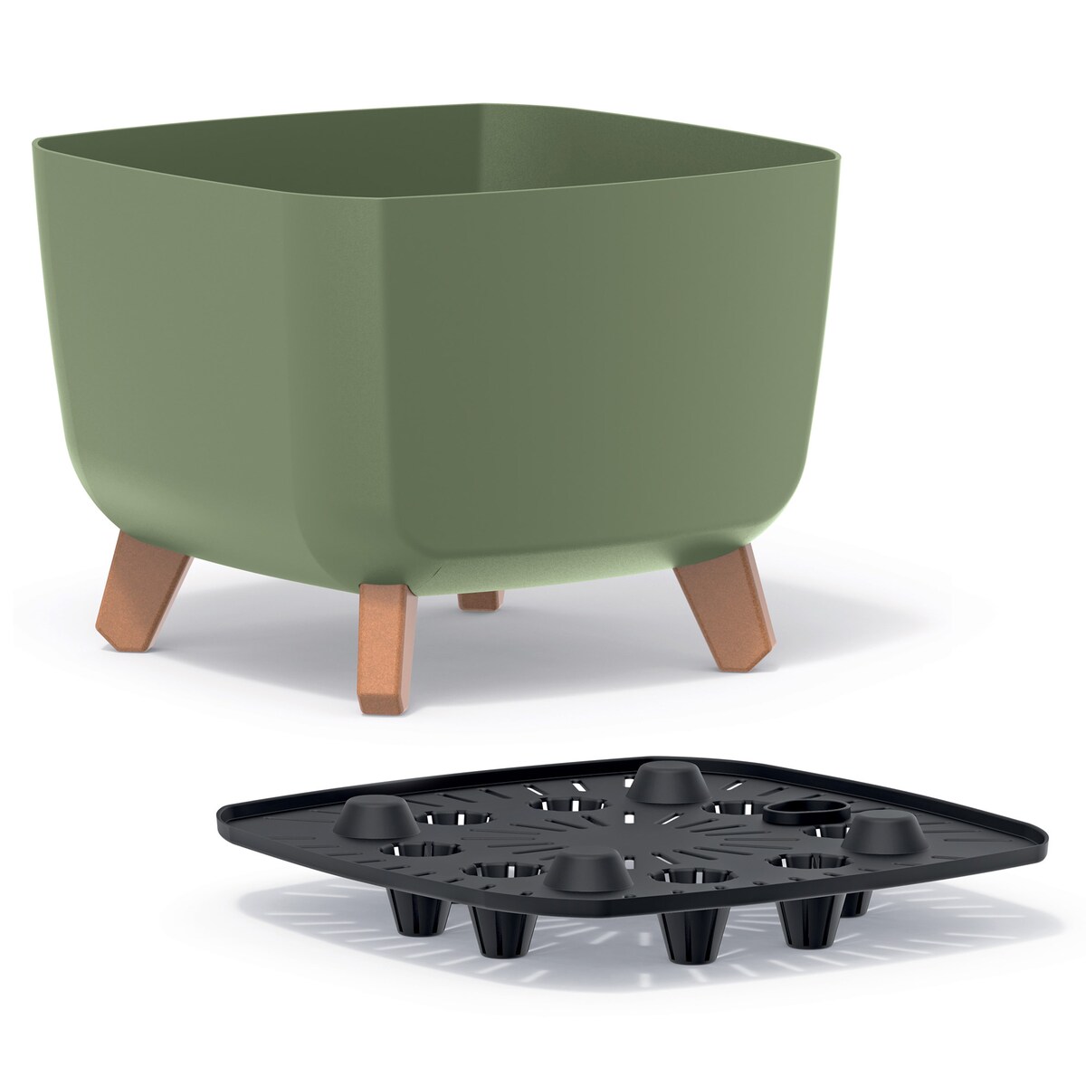 Doniczka Donica Ogrodowa 29 Cm Na Nóżkach Dekoracyjna Zielony