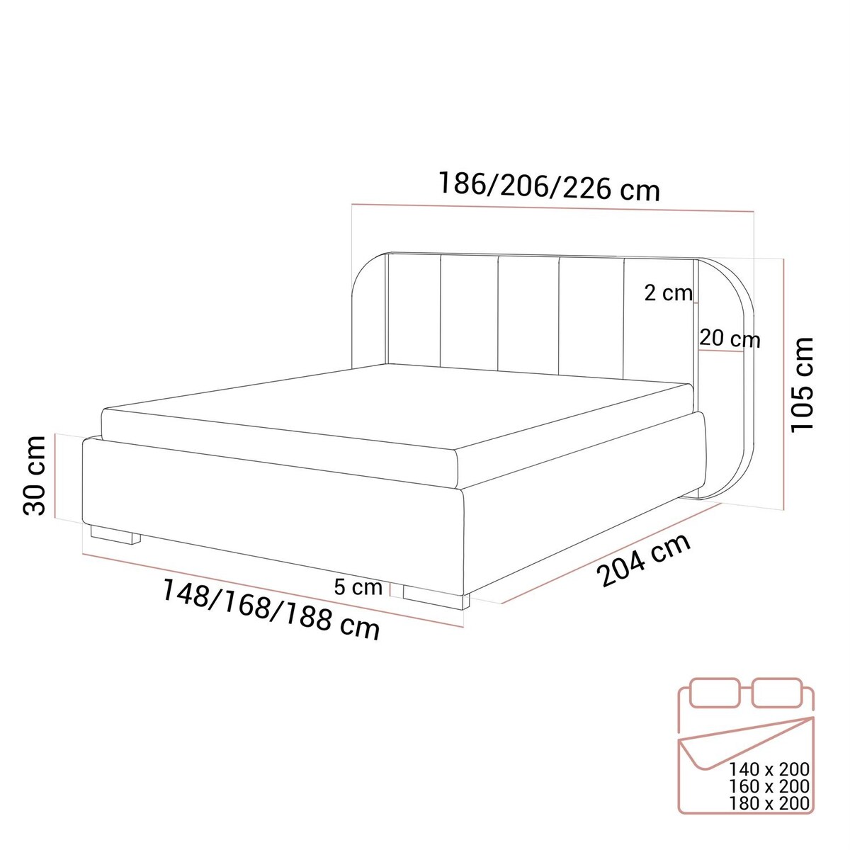Łóżko tapicerowane AMARA SILVER, pojemnik, stelaż 32, 180x200, Royal Velvet 87198