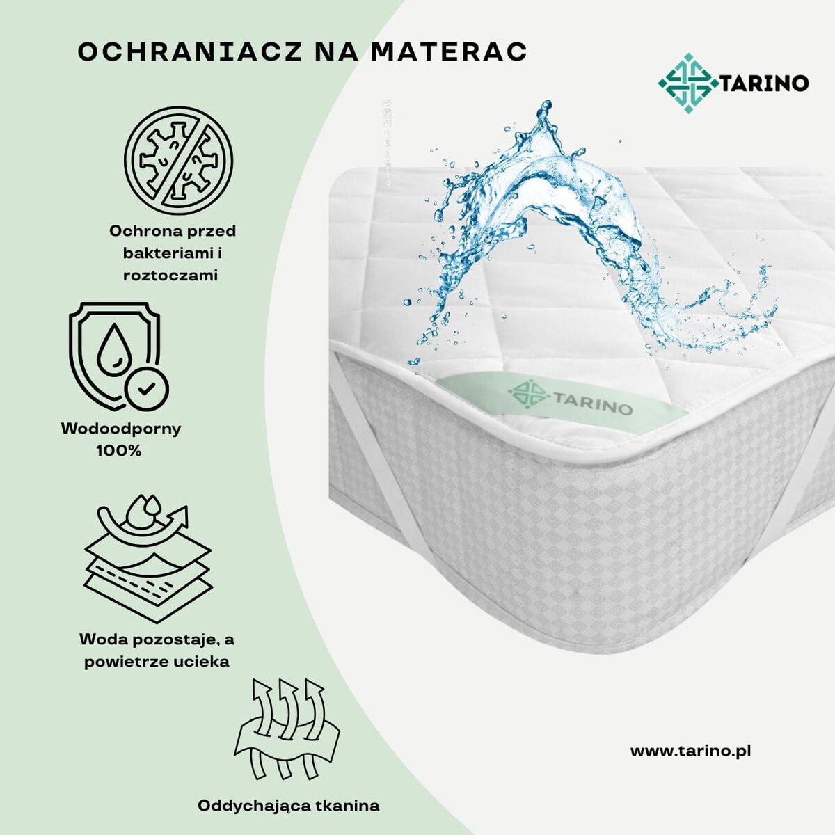 Ochraniacz na materac wodoodporny 120x200 gruby topper podkład